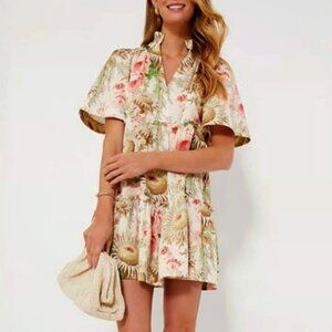 New Tnuck Crawford Cotton Tiered Mini Dress Sunfaded Floral XL $198